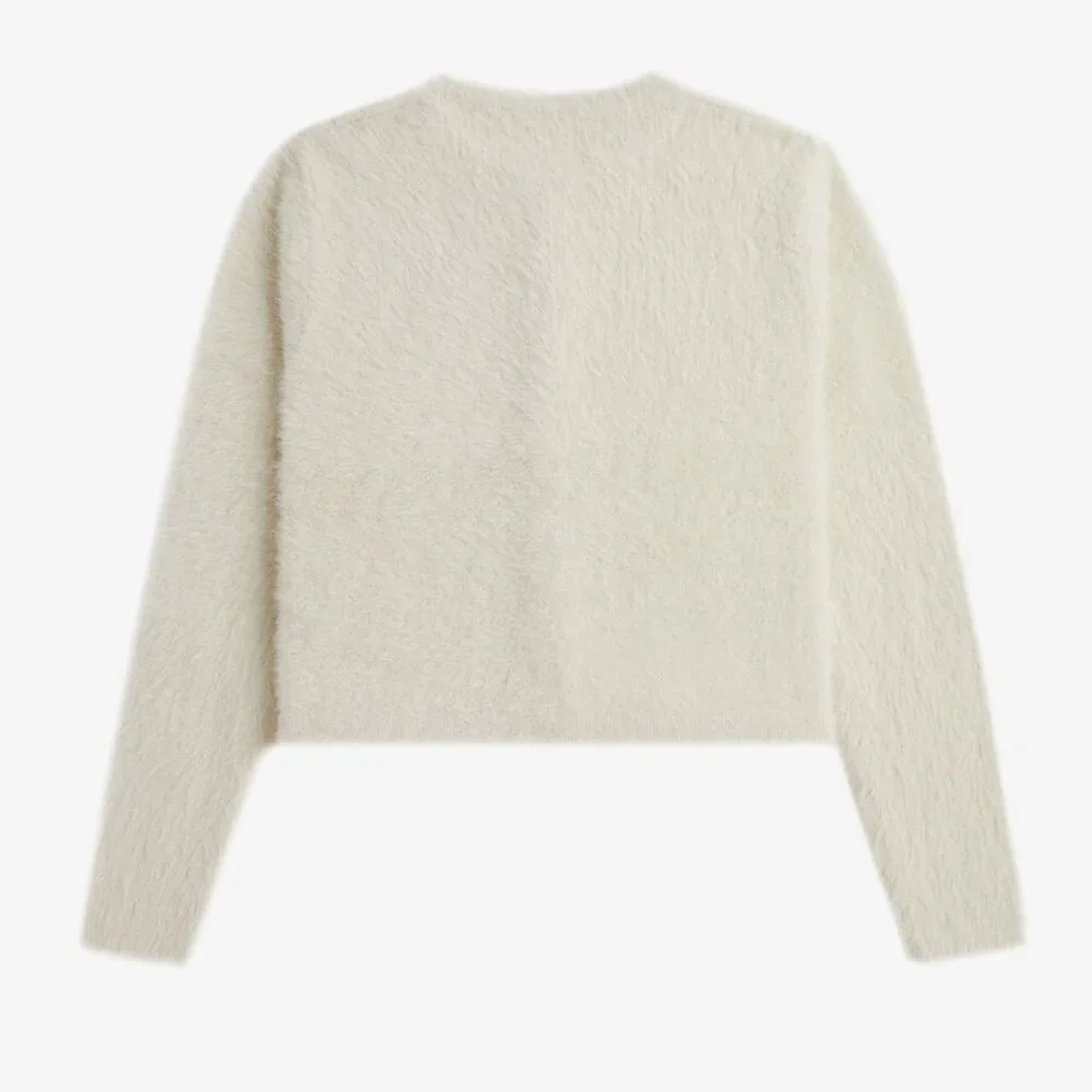 NWT Fred Perry Amy Whitehouse White Furry Cardigan Sweater - Picture 9 of 11